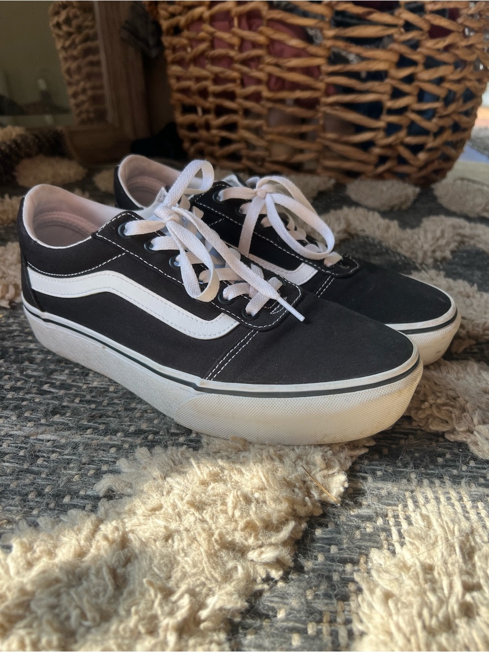 Vans Black and White Low-Top Skate Sneakers